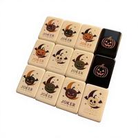 Jeu de Mahjong Américain d'Halloween avec tuiles imprimées Citrouille et Fantôme, 160 tuiles en acrylique pour les fêtes et le divertissement