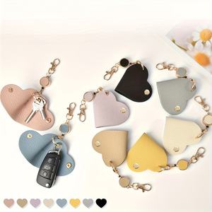 Porte-clés rétractable en forme de cœur en cuir PU : Porte-clés mignon avec enrouleur extensible pour clés de voiture, cadeau pour la fête des mères - Product Image 2