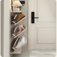 Meuble à chaussures minimaliste couleur crème noyer pour couloir, unité de rangement complète pour l'entrée de la maison, étagère à chaussures la plus vendue