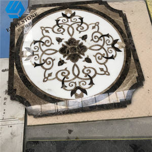 सुंदर फूल जड़ना वर्ग पानी जेट संगमरमर का फर्श पदकों - Product Image 4