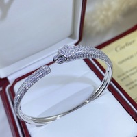 Bracelet en argent 925 CNC Tête de Léopard, design haut de gamme et tendance, serti de diamants en forme de guépard à double tête