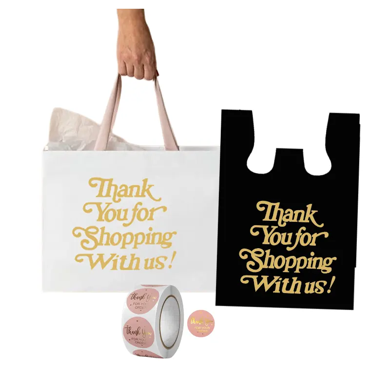 Benutzer definiertes Logo Luxus weißes Geschenk Danke Papiertüte für Schuhe Kleidung Einkaufen Hochzeits geschenk Schmuck Verpackung mit Band Griffe