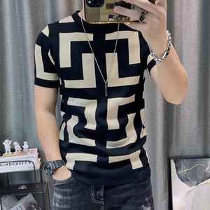 Camiseta de Punto de Manga Corta en 3 Colores para Hombre Estilo Urbano Ajustada con Contraste de Color Ropa para <span class=keywords><strong>Club</strong></span> <span class=keywords><strong>Social</strong></span> - Product Image 1