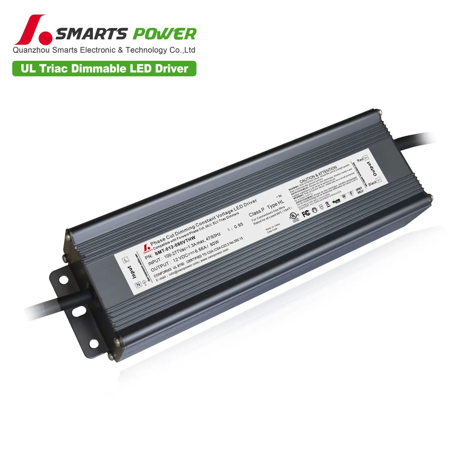 High efficiency triac dimmable led driver 12v 80w ip67 constant voltage LED transformer for led waterproof lights