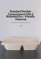 Premium kwaliteit maïszetmeel PP biologisch afbreekbare wegwerpmaaltijddoos deksel 650ml 750ml dubbele compartimenten voedselcontainer aangepaste logo