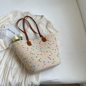 Korean Style Summer Cotton Woven Tote <b>Bag</b> Large Capacity Women's Basket Nordic <b>Straw</b> <b>Bag</b> Everyday Outfits Horizontal Square - Product Image 3