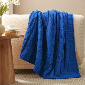 Wholesale Super Soft Family <strong>Chunky</strong> <strong>Knit</strong> Blanket Trending Products 2025 New Arrivals Chenille Knitted <strong>Throw</strong> for Office - Product Image 1