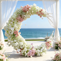 Arche florale en soie rose clair de haute qualité et durable pour toile de fond de mariage, demande en mariage et décoration de scène