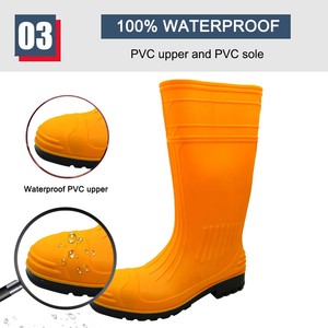 Bottes de sécurité en PVC CE S5 <span class=keywords><strong>orange</strong></span>, hauteur genou, antidérapantes, imperméables, résistantes à l'huile, aux acides et aux alcalis, avec embout en acier, anti-perforation et antistatiques - Product Image 5