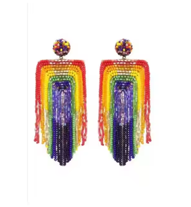 Joyería de moda, pendientes bordados de cuentas de semillas de la India, pendientes hechos a mano para mujeres y niñas, pendientes multicolores de aspecto clásico - Product Image 5