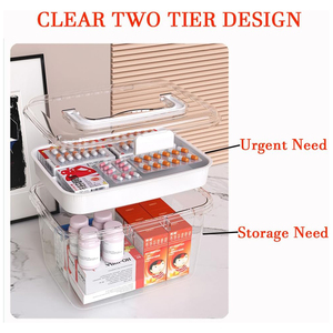 Clear Multilayer PP <b>Plastic</b> First Aid Kit Medicine Storage <b>Box</b> with Folding Design 6-10L Capacity Grid Storage Bins - Product Image 3