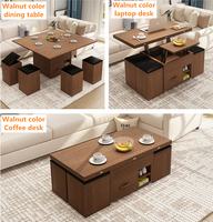 Ensemble de table et de chaises en bois moderne, bureau multifonctionnel, bureau à domicile, bureau à café réglable, table de rangement pliable