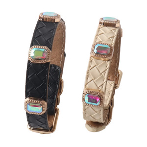 <span class=keywords><strong>Collar</strong></span> para Mascotas al por Mayor del Fabricante, Nuevo <span class=keywords><strong>Collar</strong></span> de Cuero <span class=keywords><strong>PU</strong></span> con Hebilla Metálica Tejida con Diamantes para Gatos y Perros, para Gatitos y Cachorros - Product Image 2