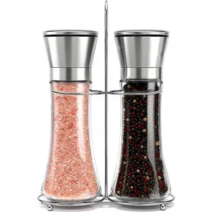 Thiết Kế Độc Đáo Bơm Lại Hạt Tiêu Xay Tay Tự Động Nhà Bếp Nhỏ Salt Pepper Mill