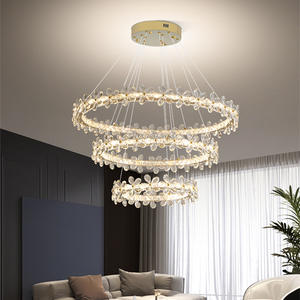 Anneau pendentif lumière intérieur salon suspendu moderne forme de fleur led lustre en cristal pièces - Product Image 2