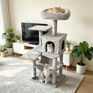 Árbol para Gatos al por Mayor, Casa para Gatos, Muebles <span class=keywords><strong>de</strong></span> Interior, Torre Multinivel con Postes Rascadores, Fabricación OEM Personalizada para Europa - Product Image 6