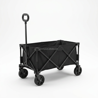 Chariot de camping pliable robuste avec poignée réglable, grande capacité, conception à quatre roues en fer pour les courses en extérieur