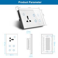 Interrupteur WiFi intelligent 4 voies, prise universelle 10A 240V, panneau en verre trempé, multifonctionnel, 3 broches, pour application Smart Life