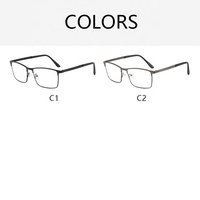 Gafas Ópticas con Marco Metálico Cuadrado de Diseño Clásico para Hombre, con Protección Anti Luz Azul y Lentes Fotocromáticas