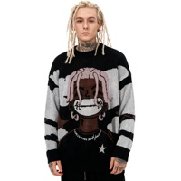 OEM manches longues Anime rappeur pull en tricot Harajuku Hip Hop Vintage Streetwear Spandex/coton anti-boulochage automne hiver col rond