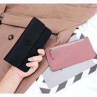 Dompet Kulit Pola Leci Minimalis untuk Wanita Pria, Tempat Kartu Tipis dengan Saku Koin Ber-resleting, Hadiah untuk Ulang Tahun Pernikahan