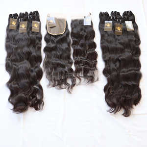 Mechones de pelo lacio brasileño sin procesar, extensiones de cabello humano indio ondulado con cierre de encaje Hd fino - Product Image 1