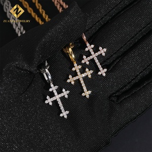 Colgante de Cruz de Acero Inoxidable con Incrustaciones de Moissanita, Plata de Ley 925, Estilo Hip Hop, para Hombre y Mujer, con Certificados GRA - Product Image 4