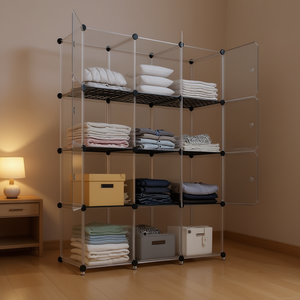 ตู้กระจกปรับระดับได้ 4 ชั้น ชั้นวางเครื่องประดับแบบตั้งพื้นทำจากไม้ พร้อมช่องเก็บของสำหรับใช้ในบ้าน - Product Image 2