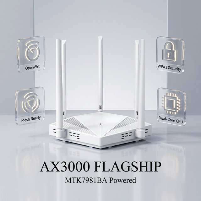 AX3000M WiFi6 Wireless Mesh Router Dual Band 3000Mbps Gigabit OpenWrt Router Support VPN Adblock Custom Firmware OEM/ODM