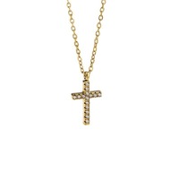 Collier minimaliste avec petit pendentif croix en acier inoxydable et zircon, chaîne à maillons en O, bijou classique pour femme, accessoire de tous les jours TGXL14690