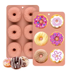 Aangepaste Food Grade 6 Holte Siliconen Donut Pannen Voor Donut Bakken Diy Voor Keuken Gadgets