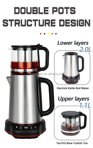 Samovar Elettrico OEM ODM <span class=keywords><strong>con</strong></span> Doppio Bollitore, Pannello di Controllo Smart Touch, <span class=keywords><strong>Teiera</strong></span> in Vetro Borosilicato e <span class=keywords><strong>Infusore</strong></span> in Acciaio Inossidabile - Product Image 6