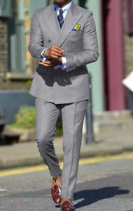 Traje de Negocios de Poliéster para Hombre, Cuello en V, Doble Botonadura, Seis Botones, Cierre de Cremallera, Frente Plano, al por Mayor - Product Image 3