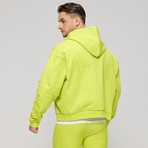 Sudadera con capucha oversize para hombre con cremallera, estilo casual deportivo, corte holgado, para fitness, con cremallera, corta, DTG, al por mayor - Product Image 5