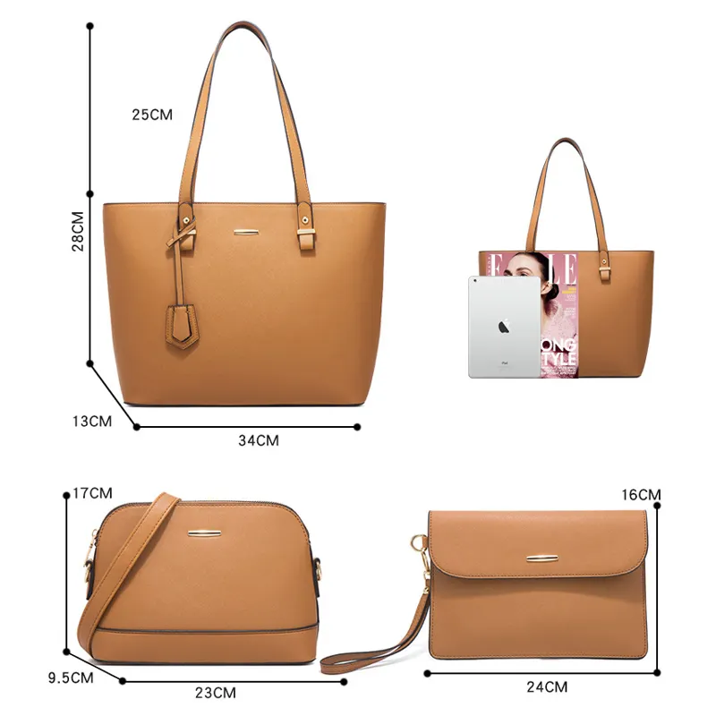 Hochwertige Großhandel individuell günstige geruchsvolle 2023 klare kleine Pvc-Ledertaschen Luxus-Handtaschen für Damen 4-teiliges tote-Taschen-Set