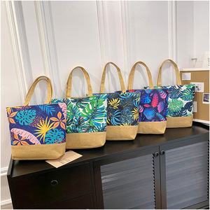 Nouveau personnalisé imprimé grande capacité flore fourre-tout toile <span class=keywords><strong>sac</strong></span> <span class=keywords><strong>à</strong></span> <span class=keywords><strong>main</strong></span> plage <span class=keywords><strong>sac</strong></span> fourre-tout - Product Image 3