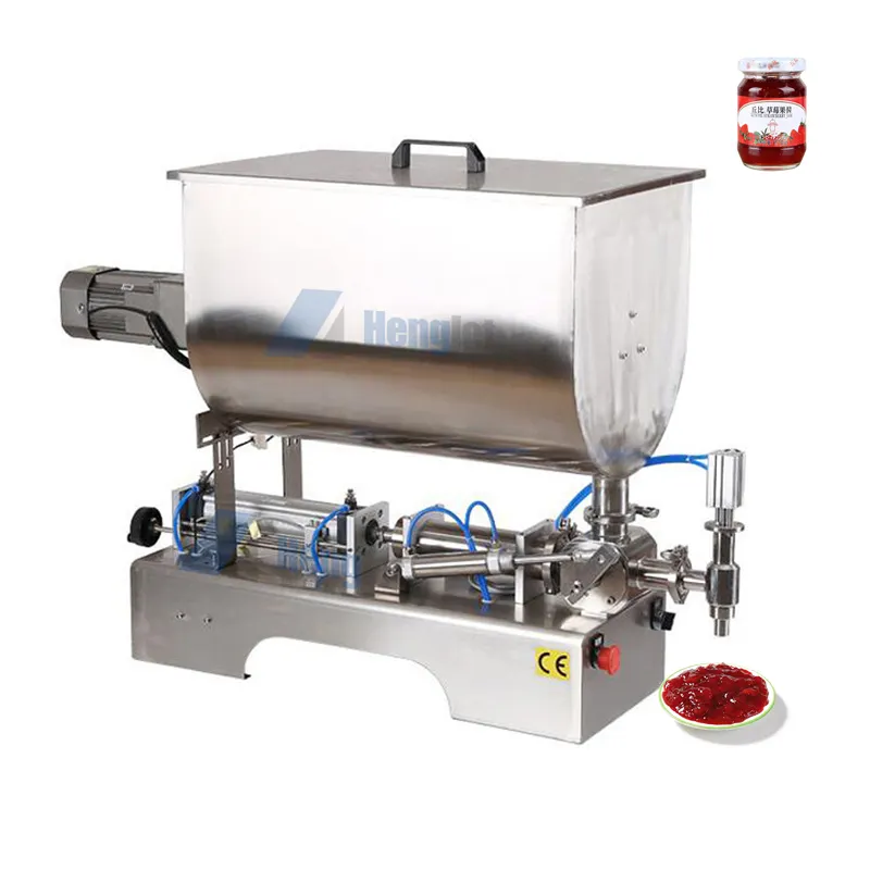 Chunky Vegetable Fruit Salad Sauce Semi Auto Curry Sauce Filling Machine Line With Large Mixer Hopper