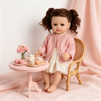 Poupée réaliste en vinyle de 22 pouces, avec des cheveux bouclés et une double queue de cheval, et un pyjama rose, cadeau de fête d'anniversaire pour les petites filles
