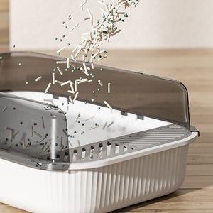 Caja de arena para gatos de plástico duradero de alta cara, fácil de limpiar, caja de arena para inodoro para gatos, maceta para mascotas extra grande - Product Image 5