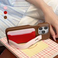 Casing ponsel dompet kartu warna campuran penutup pelindung tahan benturan casing Funda tali melingkar untuk iPhone 16 15 14 13 12 Pro Max Plus