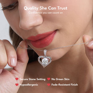 <span class=keywords><strong>3</strong></span>/<span class=keywords><strong>2</strong></span>/1 Karat VVS Moissanit Diamant Herzanhänger GRA S925 Silberkette Jubiläum Geburtstag Damen Schmuck Geschenke Liebes-Charm-Halskette - Product Image 2