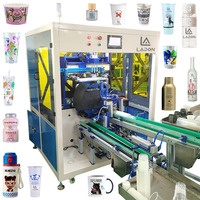 Máquina de serigrafía completamente automática Impresora de pantalla automática de 3 colores múltiples para taza de plástico pequeña Botella de tarros de miel