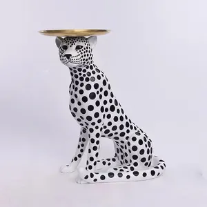 Modern Spotted Panther Resin Leopard Statue Animal Sculpture Luxury Living Room Floor Decoration Office Accessories gift