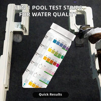 Bandelettes de test pour piscine 6 en 1 pour l'analyse de l'eau des piscines et spas : chlore, pH, alcalinité, dureté – Résultats rapides sur support papier – 50 unités