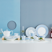 Ensembles de vaisselle de Style chinois assiette de chargeur nordique bol de nourriture plat à beurre ensemble de théière en porcelaine ensemble d'assiettes à manger assiettes de restauration