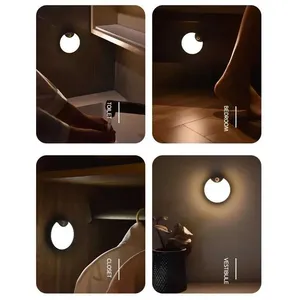 <b>Motion</b> <b>Sensor</b> <b>LED</b> Night <b>Light</b> Magnetic Rechargeable Circular <b>Light</b> for Cabinets Kitchens Bedrooms Stairs Emergency Use - Product Image 6