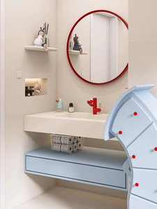 Modern cosmetic bathroom cabinet combination slate hot bending integrated basin washbasin can be customized - Product Image 6