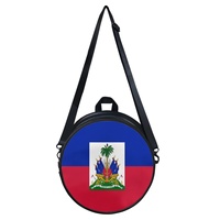 Sac à dos multifonctionnel en cuir PU imprimé drapeau d'Haïti pour femme, convertible en sac à bandoulière et sac à main, fermeture éclair, style ethnique