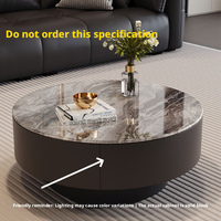 Table basse ronde en marbre de luxe italienne avec rangement, table d'appoint noire imbriquée pour salon moderne