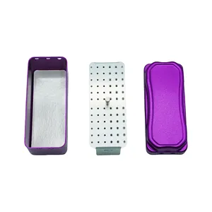 1 unidad Caja de esterilización de aluminio de 72 orificios, autoclavable, para agujas dentales (Púrpura/Plateado/Rojo/Azul) para fresas de alta/baja velocidad - Product Image 2